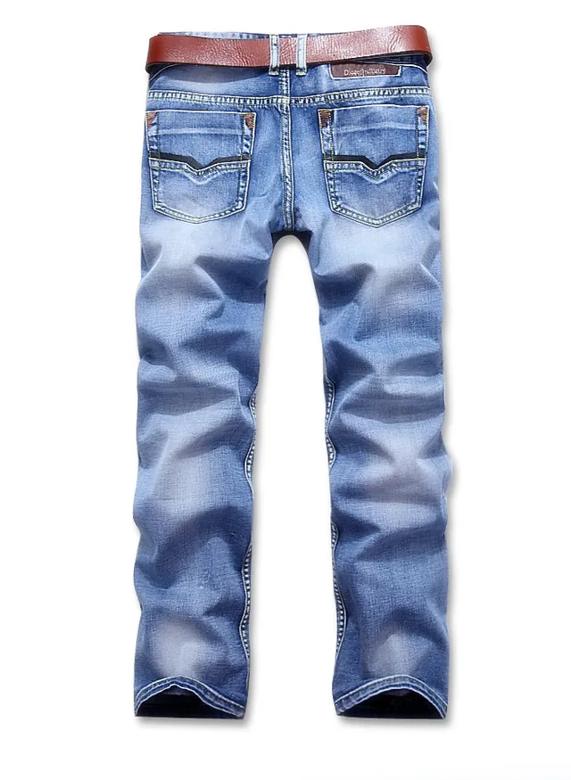 Diesel Azul Marrom Lavado Médio Denim Desgastado Costura Superior Amarela Contraste Jeans 13