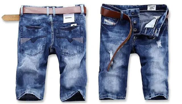 Diesel Distressed Medium-Wash Blue Denim Shorts 2
