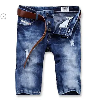Diesel Distressed Medium-Wash Blue Denim Shorts 12