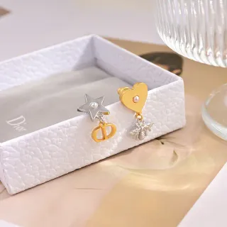 Dior Asymmetrical Mixed-Metal Pearl Motif Earrings