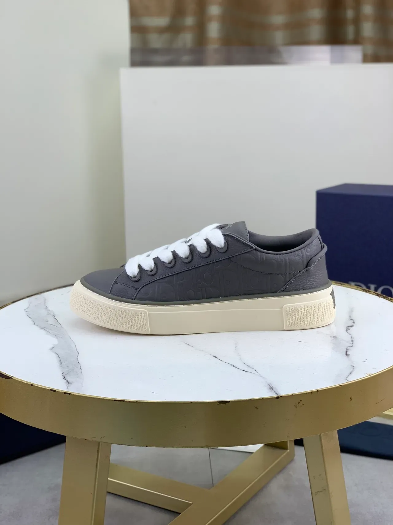 Dior B-Series Monogram Embossed Gray and White Lifestyle Sneakers 5