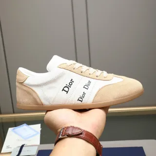 ديور B22 بيج أبيض أحذية رياضية low-top سويدي ونسيج بانيلد أسلوب حياة