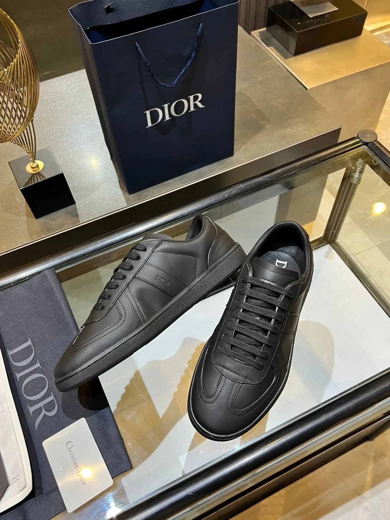 Dior B23 Monochrome Black Lifestyle Sneakers 3