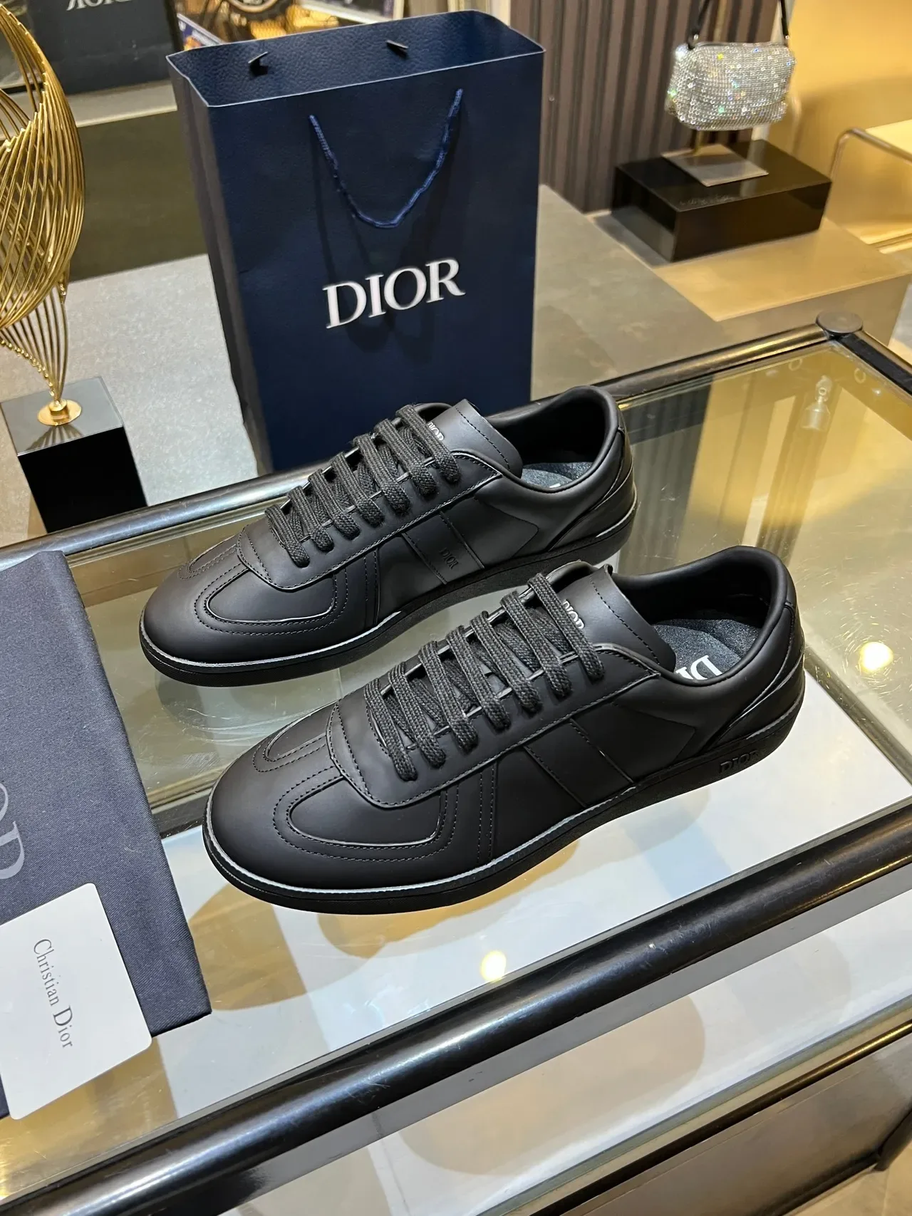 Dior B23 Monochrome Black Lifestyle Sneakers 4