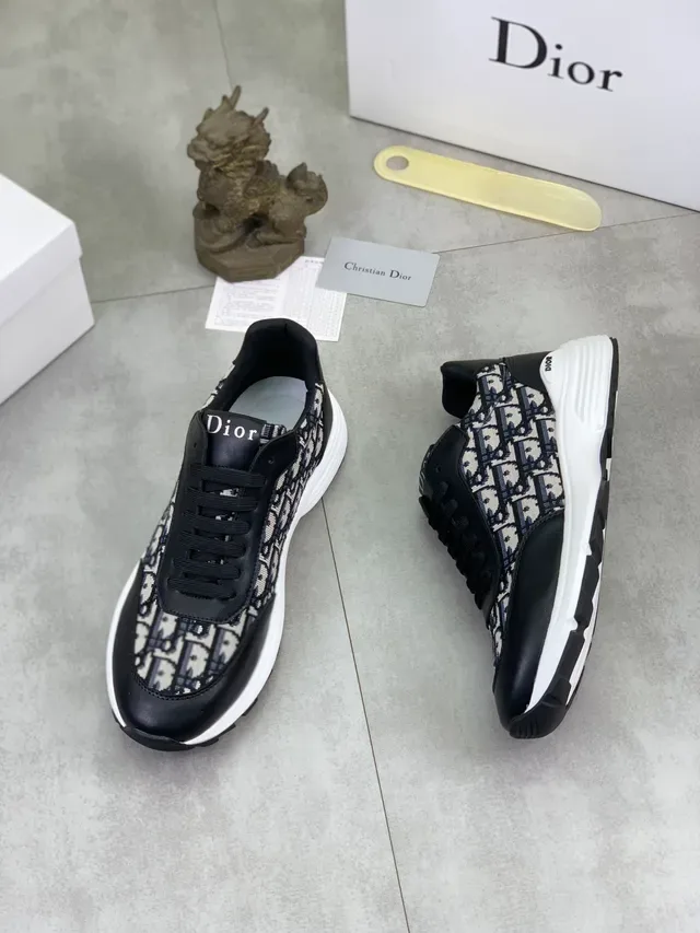 Dior B23 Monogram Sneakers Lifestyle Noir et Beige 5