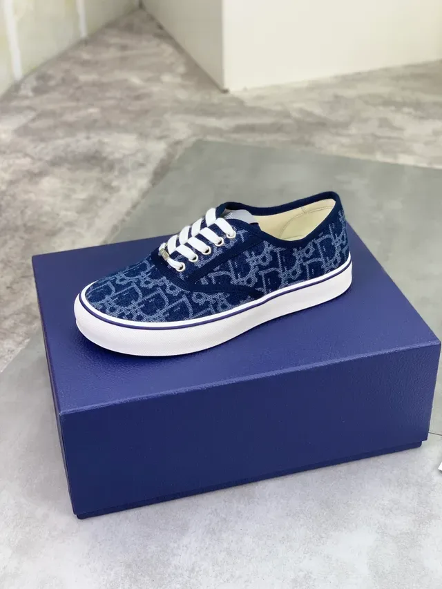 Dior B23 Navy Monogram Jacquard Lifestyle Sneakers 4