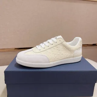 Dior B23 Off-White and White Embossed Oblique Lifestyle Sneakers