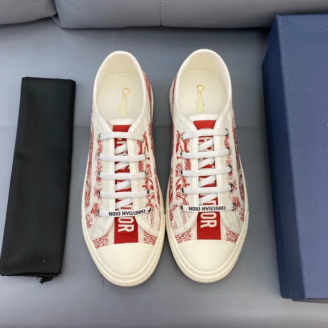 Dior B23 Red Toile Print Canvas Lifestyle Sneakers 2