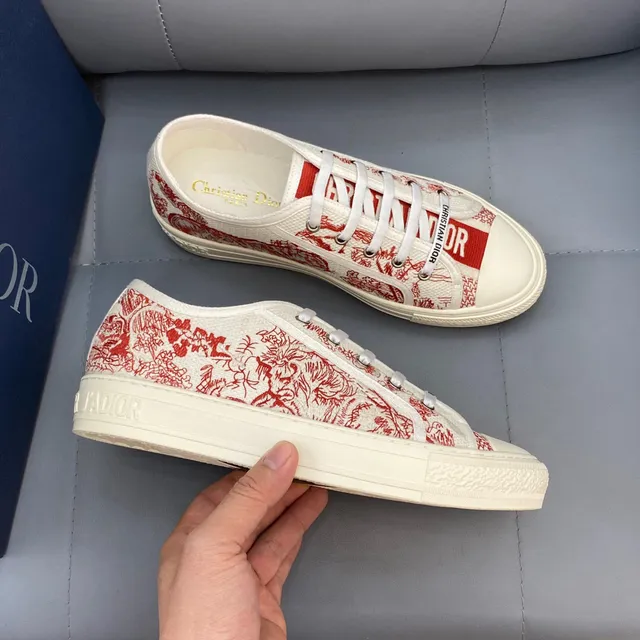 Dior B23 Red Toile Print Canvas Lifestyle Sneakers 3