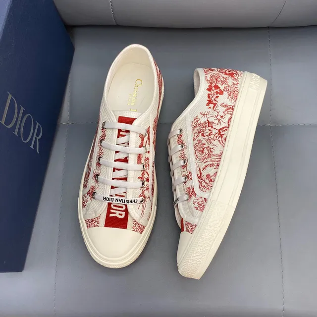 Dior B23 Red Toile Print Canvas Lifestyle Sneakers 4