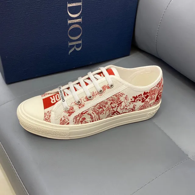 Dior B23 Red Toile Print Canvas Lifestyle Sneakers 5
