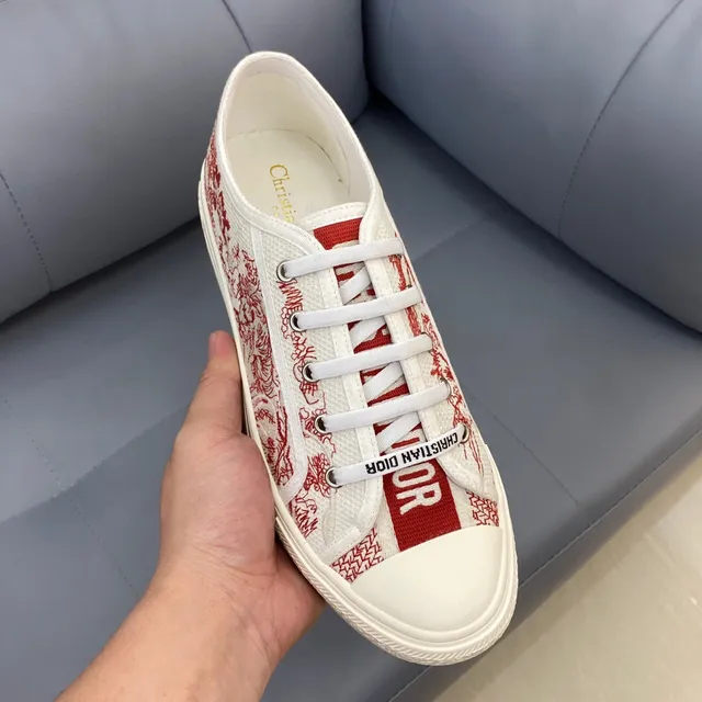 Dior B23 Red Toile Print Canvas Lifestyle Sneakers 7