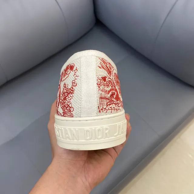 Dior B23 Red Toile Print Canvas Lifestyle Sneakers 8