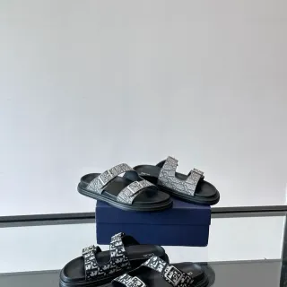 Dior B27 মনোগ্রাম ডাবল স্ট্র্যাপ বাকল ক্যাজুয়াল স্যান্ডেল