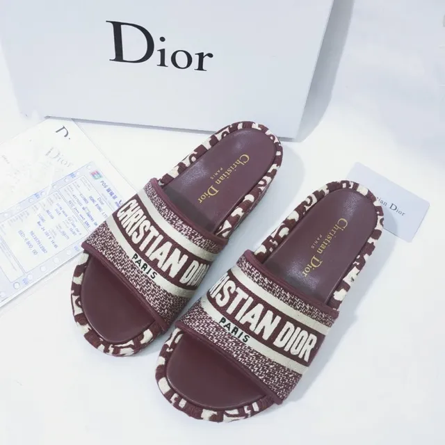 Dior B27 Slide Bordeaux et Crème Monogram Chaussons 2