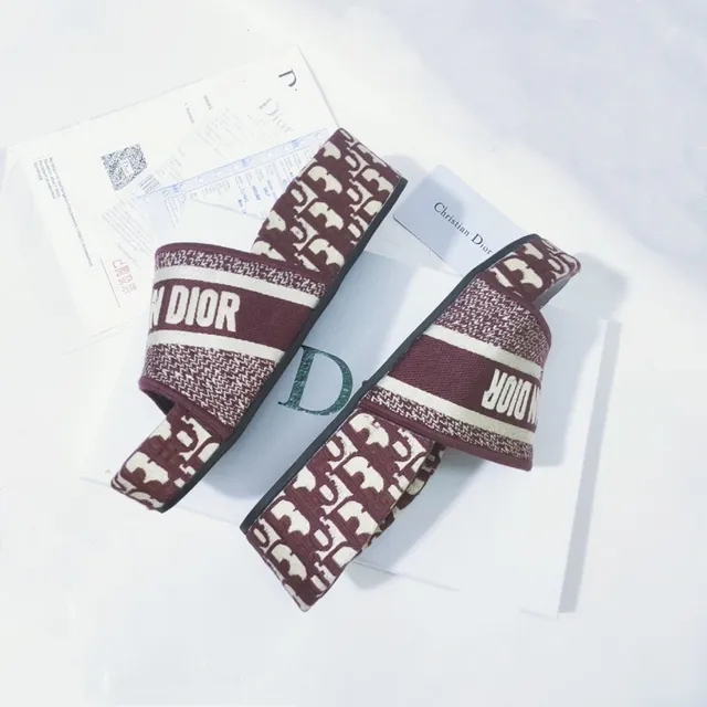 Dior B27 Slide Bordeaux et Crème Monogram Chaussons 3