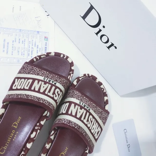 Dior B27 Slide Bordeaux et Crème Monogram Chaussons 4