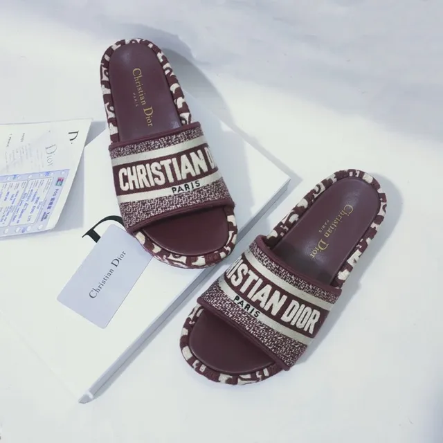Dior B27 Slide Bordeaux et Crème Monogram Chaussons 6