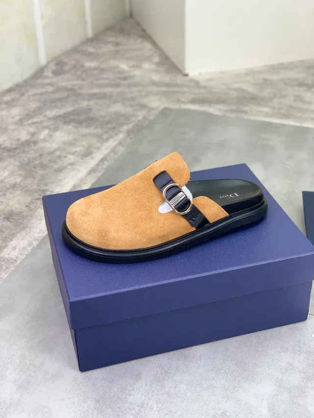 Dior Beige Black Suede Upper Strap Loafer 4