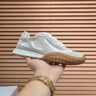 Dior Beige Brown Layered Suede-Mesh Upper Geometric Transparent Overlays Lifestyle Sneakers
