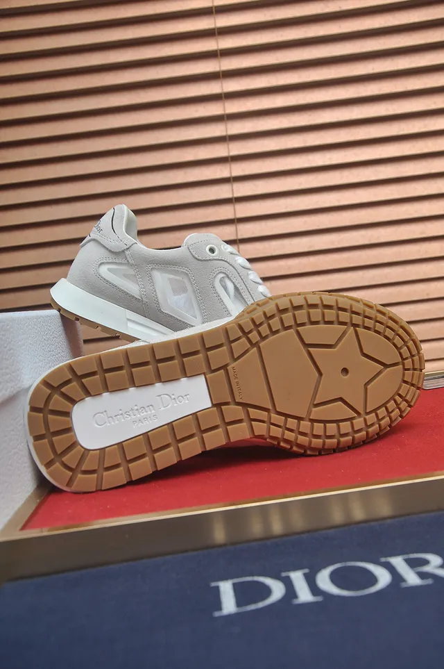 Dior Beige Brown Layered Suede-Mesh Upper Geometric Transparent Overlays Lifestyle Sneakers 3
