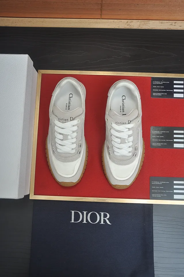 Dior Beige Brown Layered Suede-Mesh Upper Geometric Transparent Overlays Lifestyle Sneakers 5