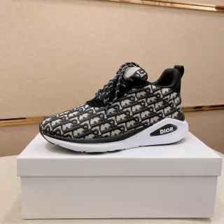Dior Black Beige Monogrammed Knit Upper Sculpted White Midsole Lifestyle Sneakers