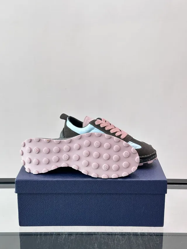 Dior Noir Bleu Sneakers Lifestyle Tige Daim Nylon En Couches Speckled Chunky Midsole 2