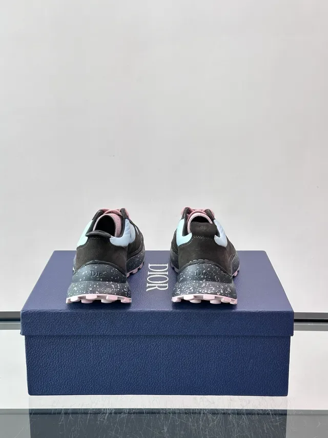Dior Noir Bleu Sneakers Lifestyle Tige Daim Nylon En Couches Speckled Chunky Midsole 3