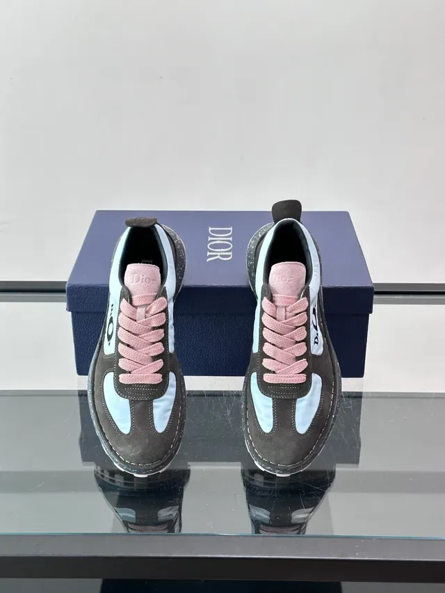 Dior Noir Bleu Sneakers Lifestyle Tige Daim Nylon En Couches Speckled Chunky Midsole 4