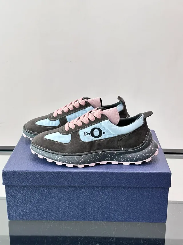Dior Noir Bleu Sneakers Lifestyle Tige Daim Nylon En Couches Speckled Chunky Midsole 5