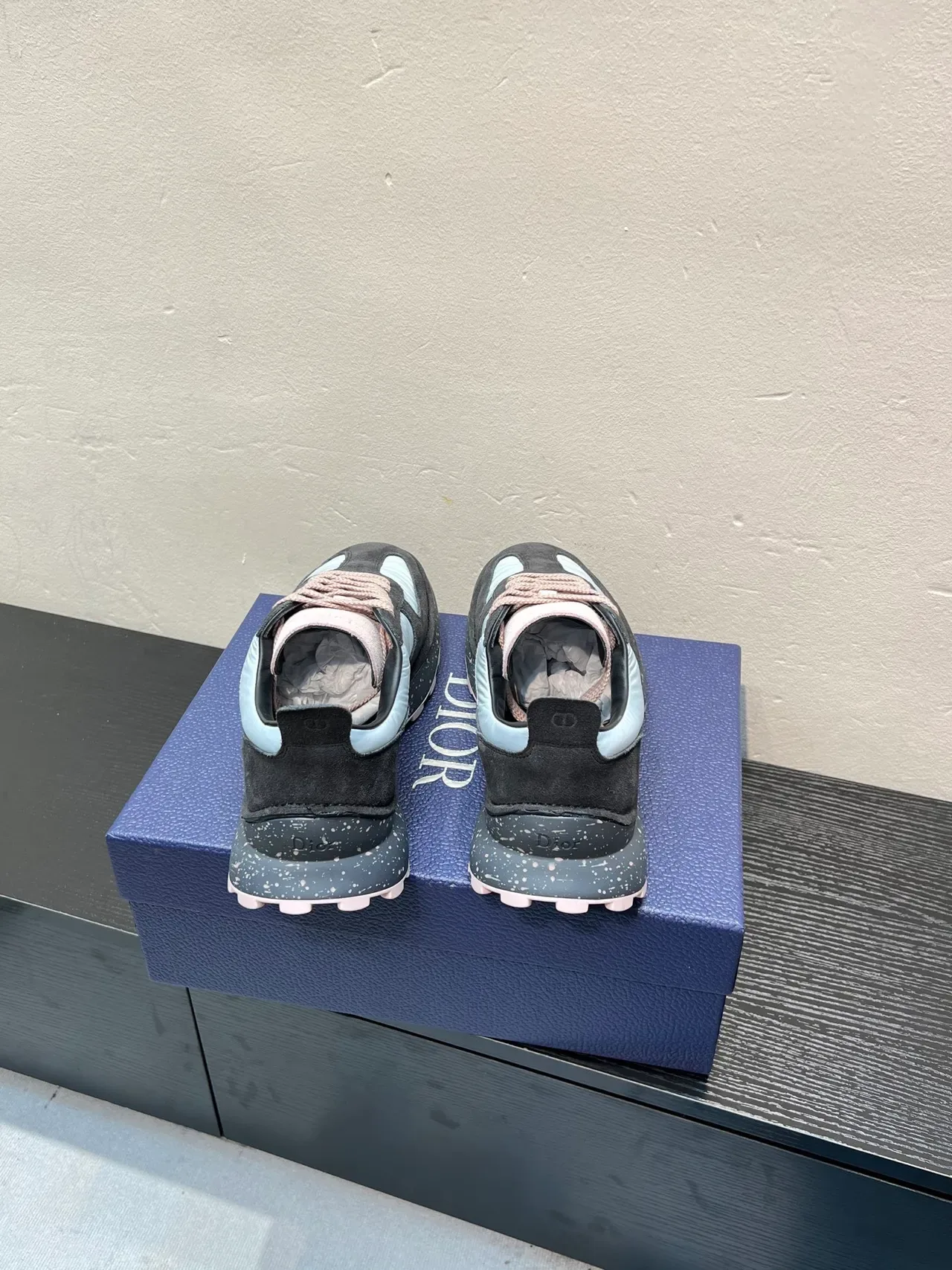 Dior Black Blue Mixed-Material Upper Speckled Midsole Lifestyle Sneakers 6