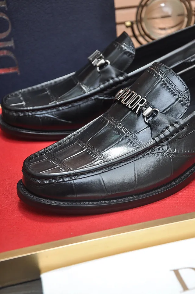 Dior Black Crocodile-Embossed Leather Slip-On Construction Loafer 2