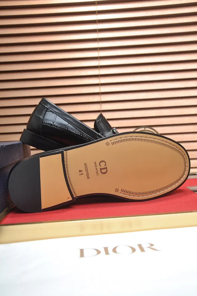 Dior Black Crocodile-Embossed Leather Slip-On Construction Loafer 3