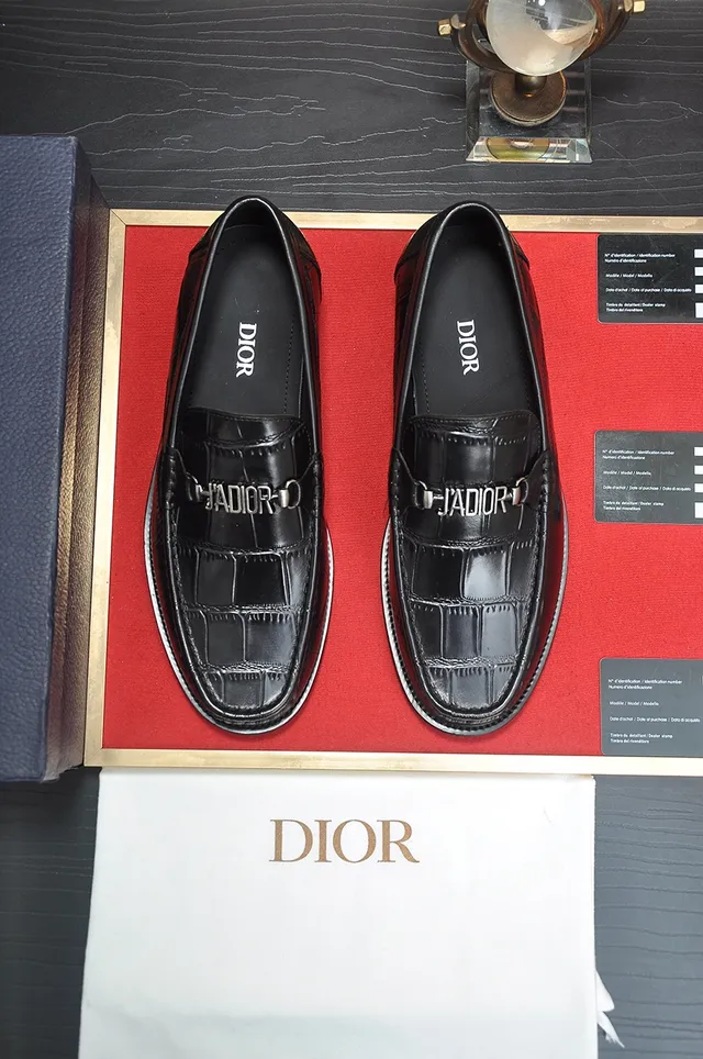 Dior Black Crocodile-Embossed Leather Slip-On Construction Loafer 5