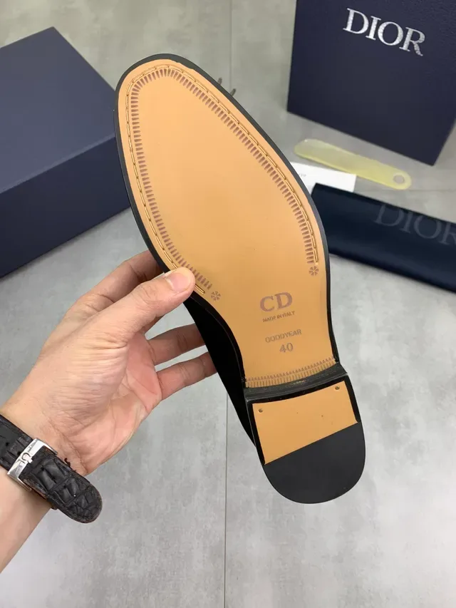 Dior Black Gold Suede Upper Metal CD Logo Loafer 2