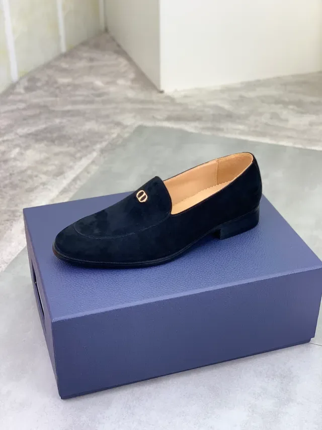 Dior Black Gold Suede Upper Metal CD Logo Loafer 4