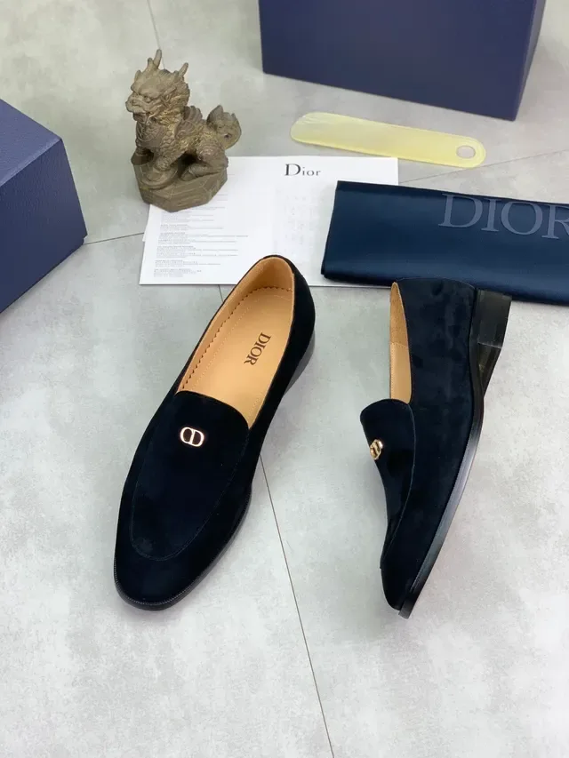 Dior Black Gold Suede Upper Metal CD Logo Loafer 5