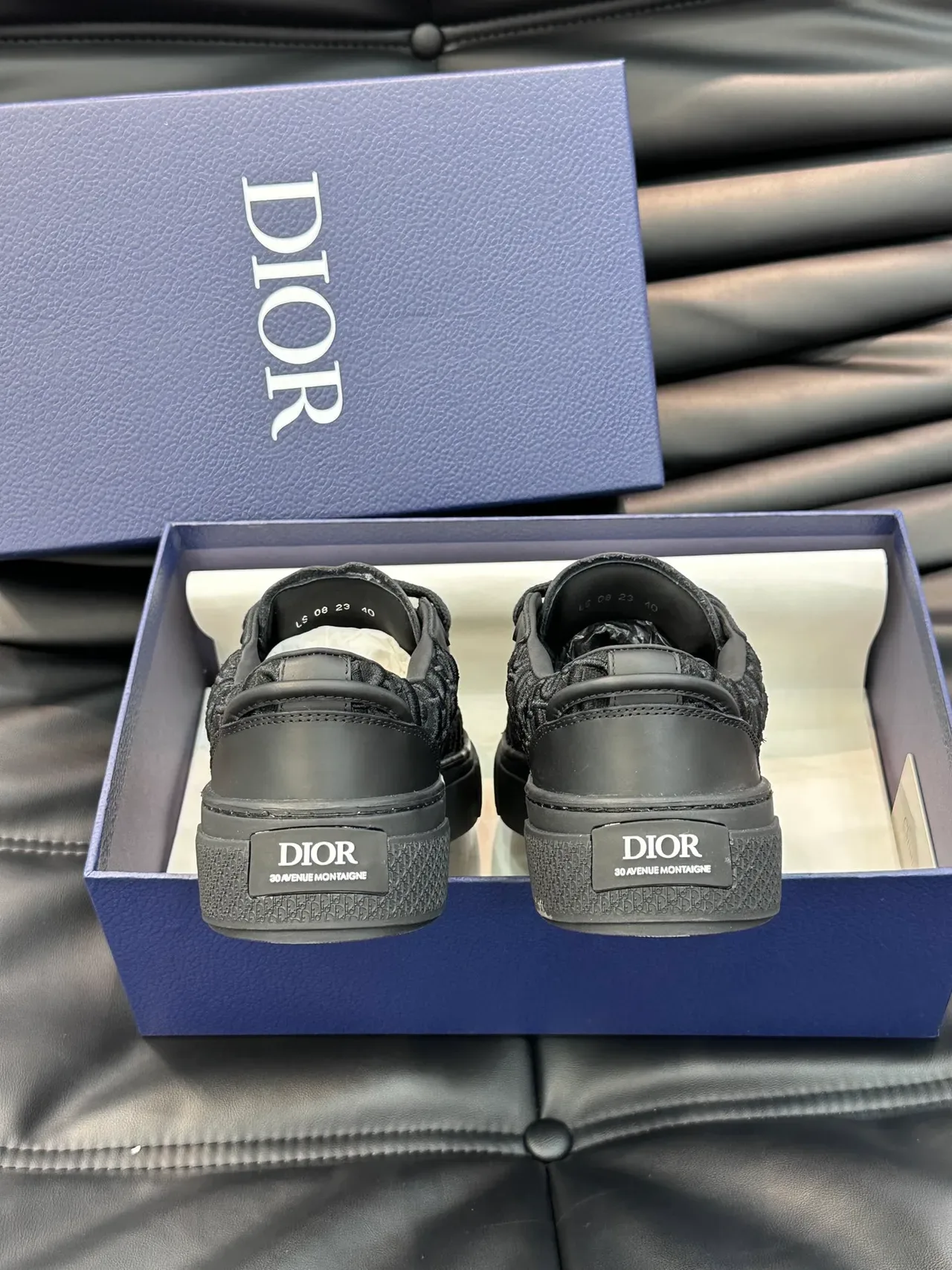 Dior Noir Monochrome Panneaux Texturés sur les Côtés Sneakers Lifestyle 3