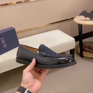 Dior Black Navy Patent Leather Toe Cap Oblique Jacquard Vamp Loafer