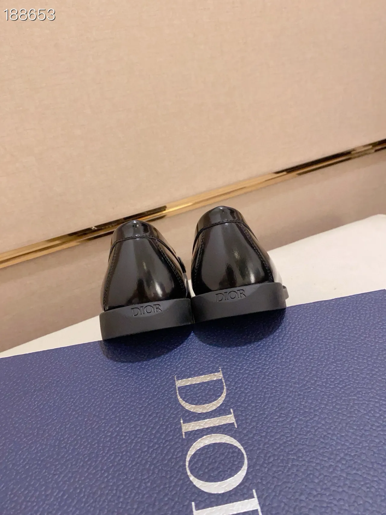 Dior Mocassin Noir Marine Cuir Verni Pointe Oblíque Jacquard Vamp Loafer 2