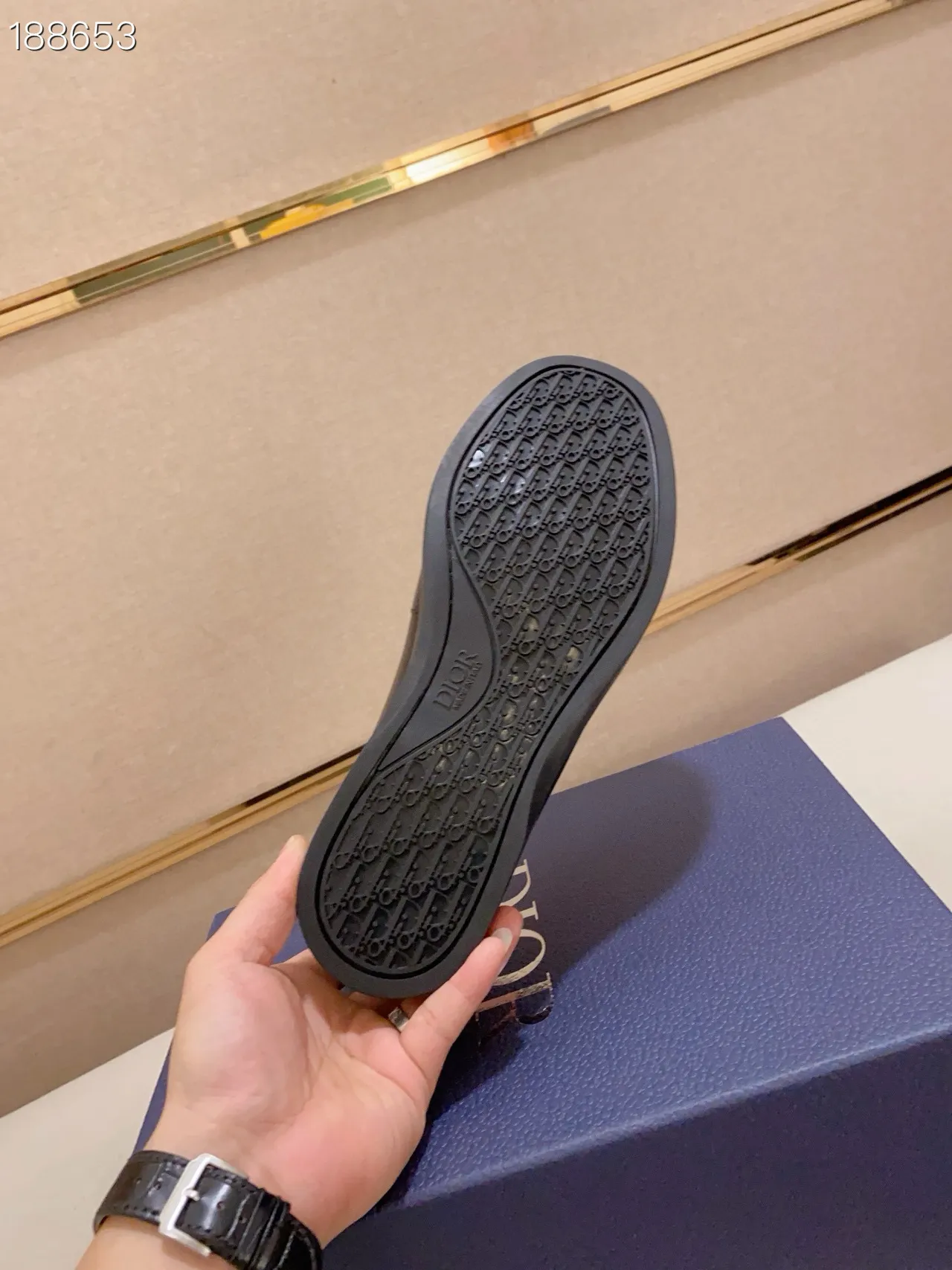Dior Mocassin Noir Marine Cuir Verni Pointe Oblíque Jacquard Vamp Loafer 3
