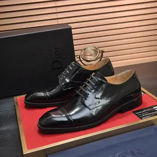 Dior Black Patent Cap-Toe Oxford Shoes
