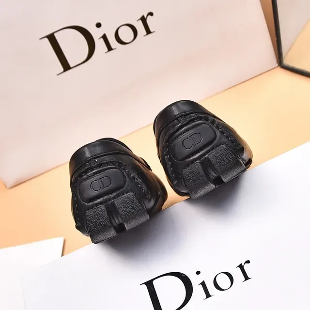 Dior Black Silver Embossed Oblique Pattern Double-D Metal Buckle Strap Loafer 9