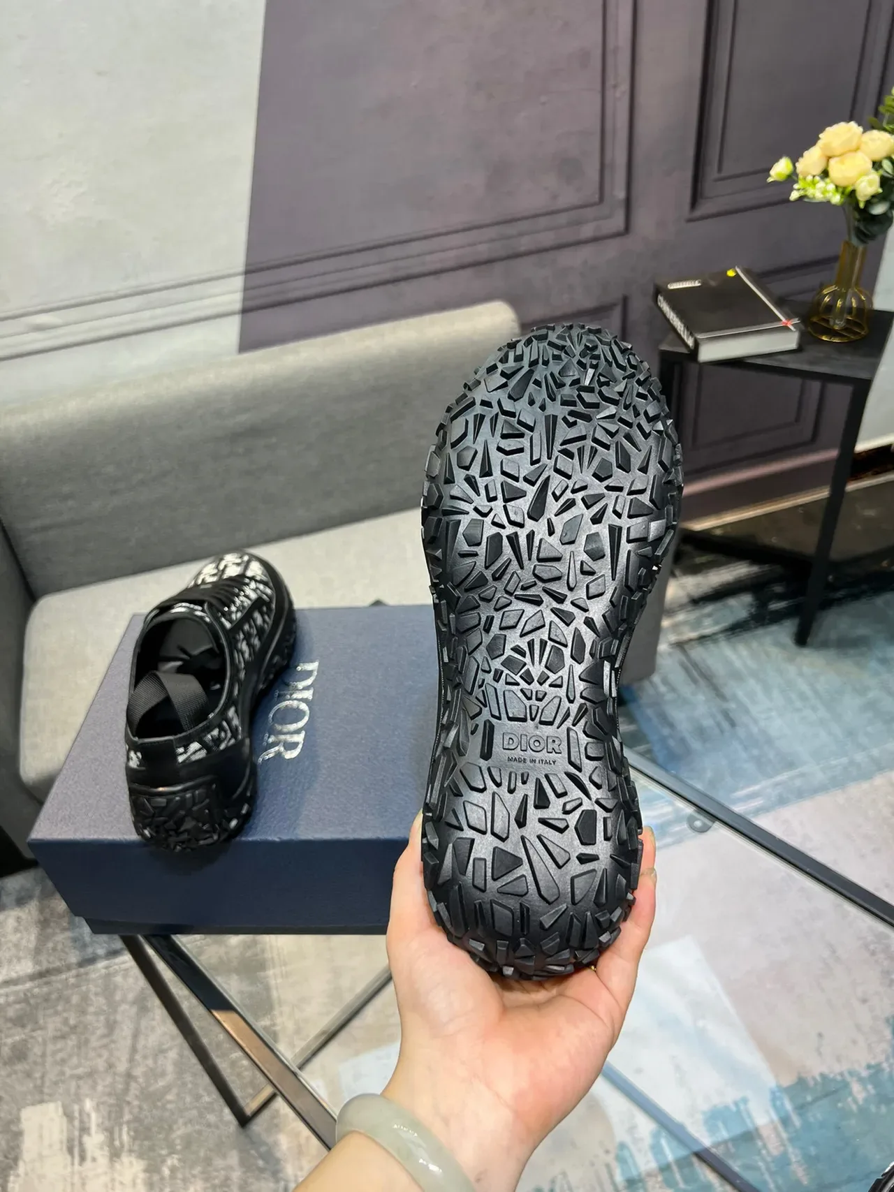 Dior Black White Monogrammed Textile Upper Rubber Outsole Lifestyle Sneakers 7