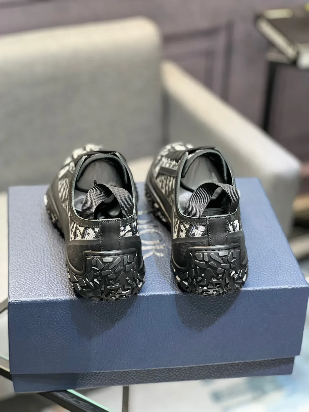 Dior Black White Monogrammed Textile Upper Rubber Outsole Lifestyle Sneakers 8