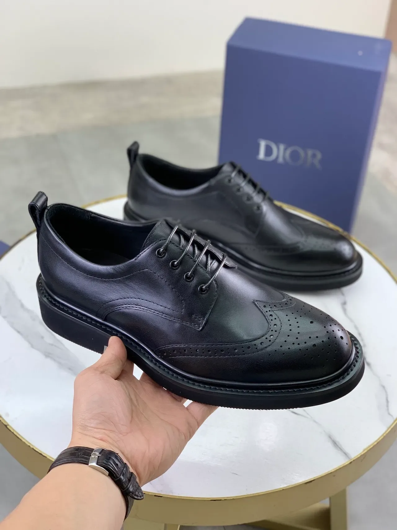 Dior Black Wingtip Full Perforation Brogue 1