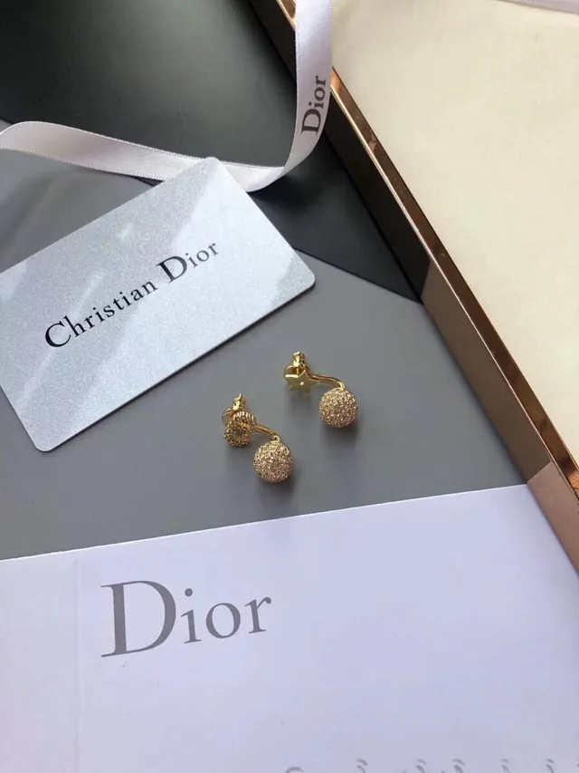 Dior Bobby and Rose des Vents boucles d'oreilles dorées pavées de cristaux 2