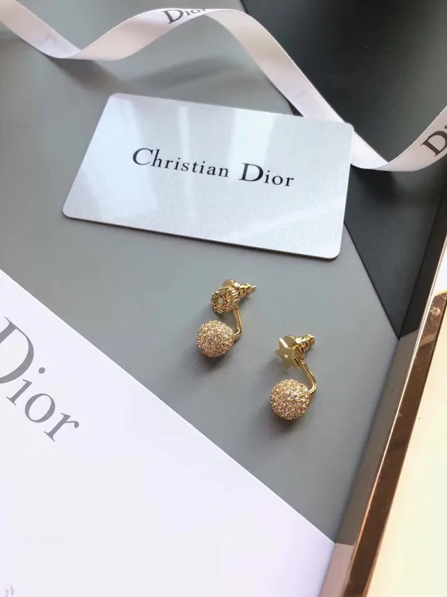 Dior Bobby and Rose des Vents boucles d'oreilles dorées pavées de cristaux 6