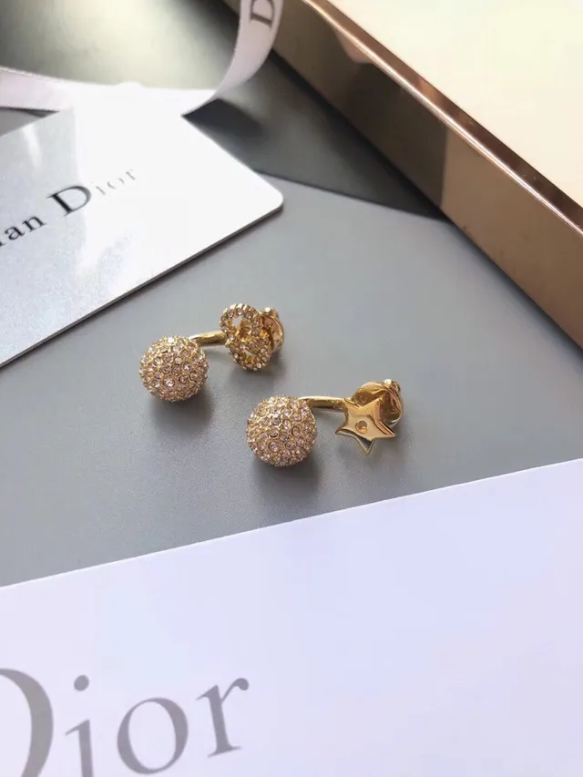 Dior Bobby and Rose des Vents boucles d'oreilles dorées pavées de cristaux 7